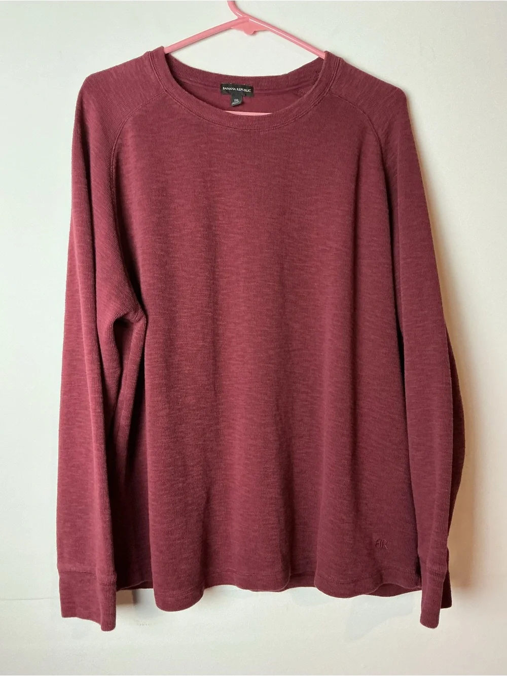 Banana Republic Men’s XXL Double Knit Crewneck Long Sleeve Shirt Burgundy